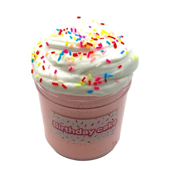 Birthday Cake with Frosting and Sprinkles Cloud Dough Slime Pink Party 6 oz - Picture 2 of 4